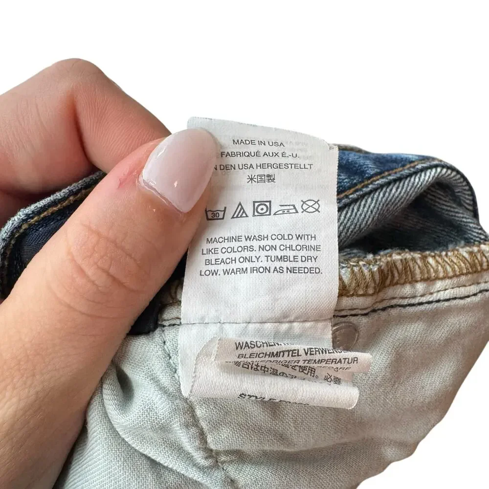 Point Sur J. Crew Distressed Exposed Button Fly Medium Wash High Rise Jeans